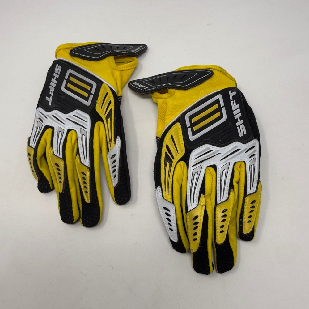 Shift Assault Gloves Youth Size Medium Yellow Black Motocross MTB Racing‎ BMX
